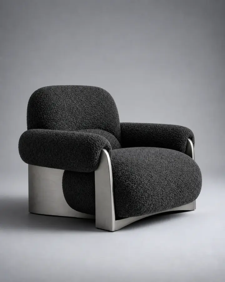 Alternate view of Form 01 Bouclé Lounge Chair